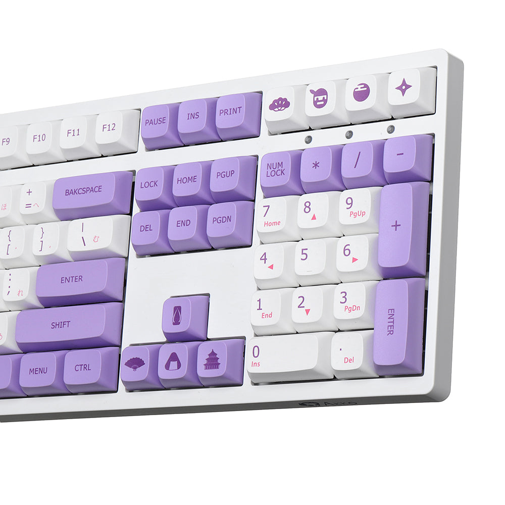 146 toetsen paars en wit keycap-set xda-profiel pbt-sublimatie-keycaps voor mechanisch toetsenbord