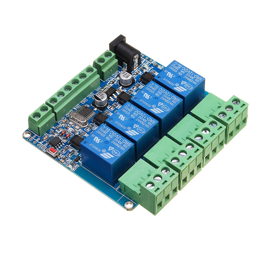 modbus rtu 4-kanaals relais module 4ch input optocoupler isolatie rs485 mcu