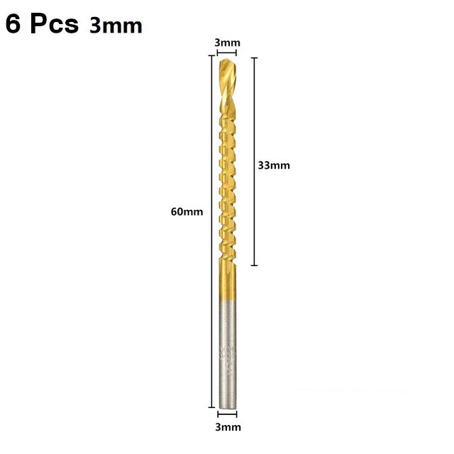 6 stuks 3-8 mm hss-boor titanium gecoate gatenzaagboorset houtgatsnijder kernboor