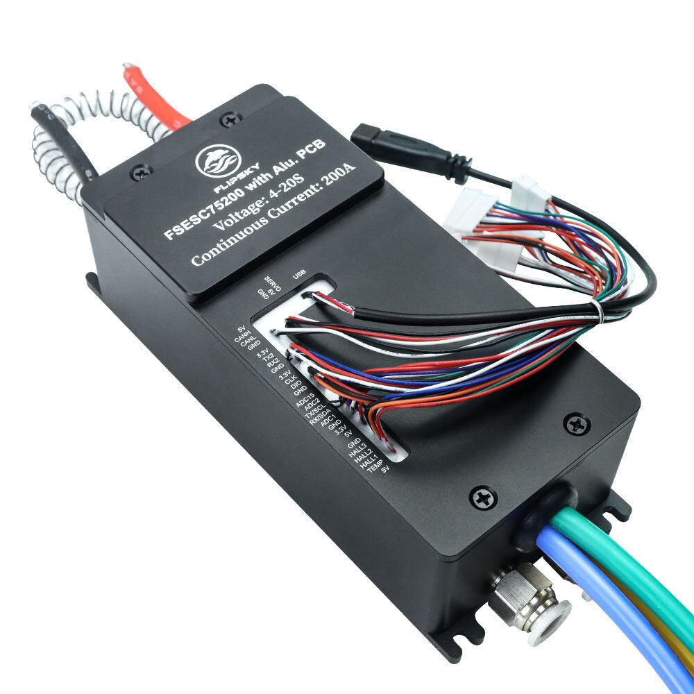 flipsky 75200 200a 84v esc hoge stroom met aluminium pcb waterkoeling behuizing voor vechten robot surfplank agv robot rc auto modellen onderdelen