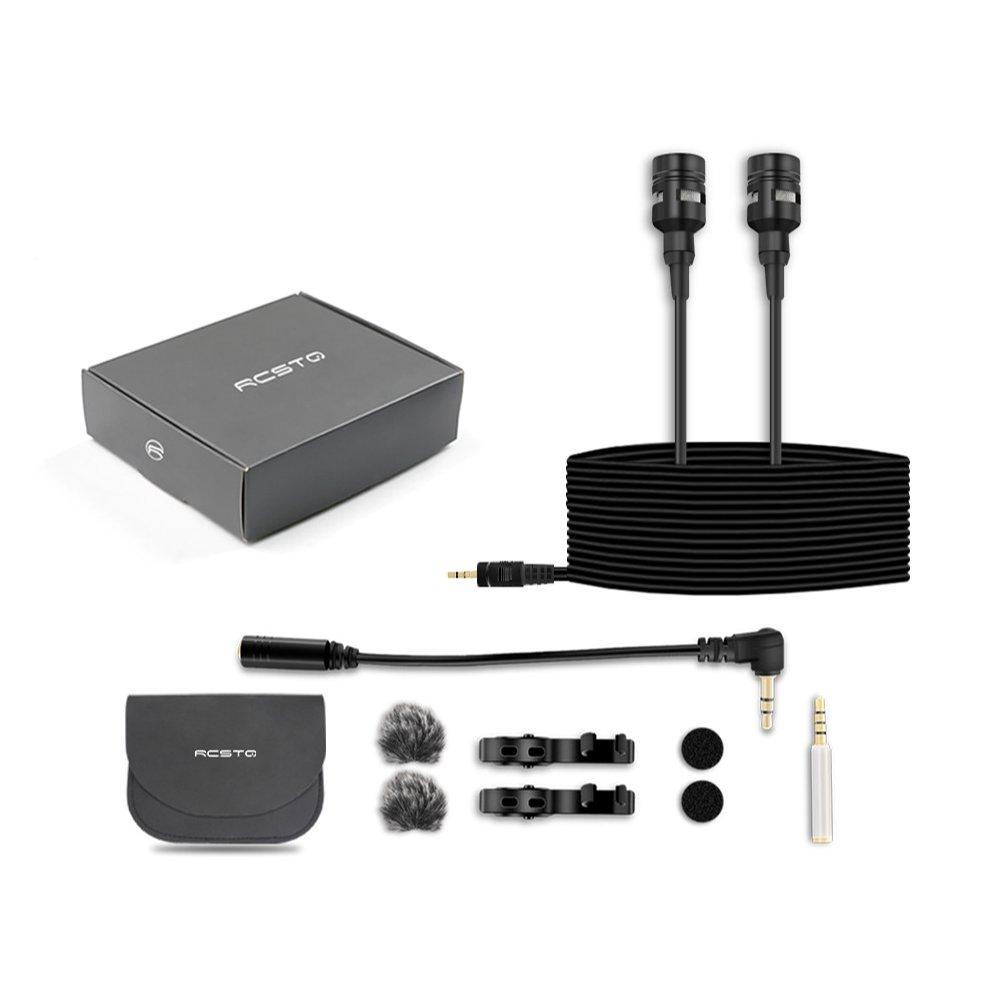 double head live interview microfoon met 3.5 mm plug 1.5 m kabel voor dji osmo pocket gimbal android ios smartphone