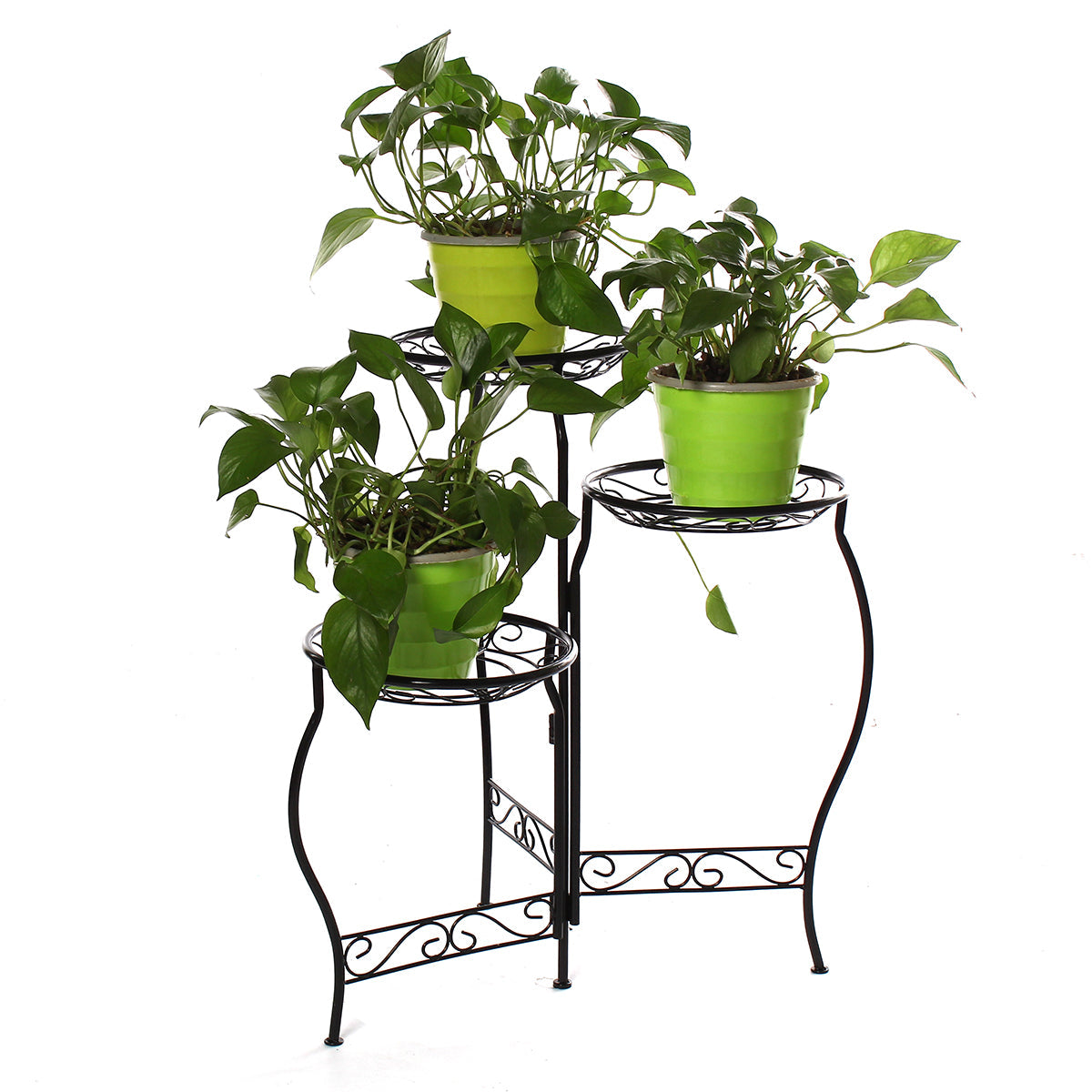 metalen bloempotstandaard 3 niveaus afgeronde plantenhouder indoor outdoor flower plant stand display rek voor home garden patio