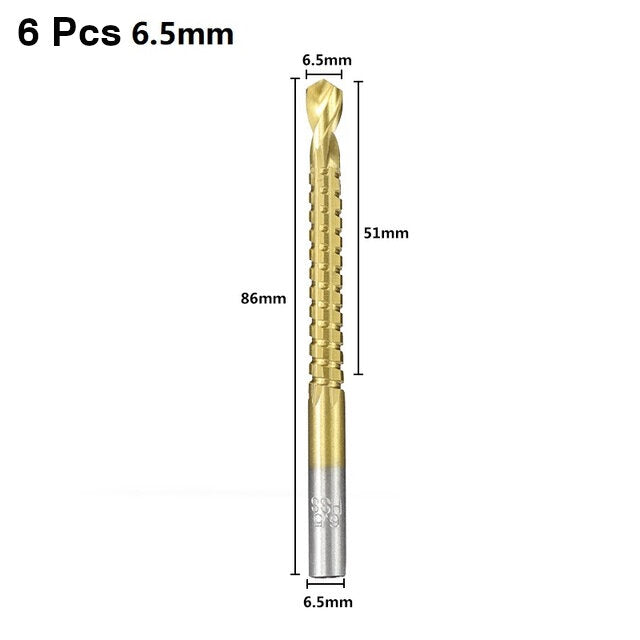 6 stuks 3-8 mm hss-boor titanium gecoate gatenzaagboorset houtgatsnijder kernboor