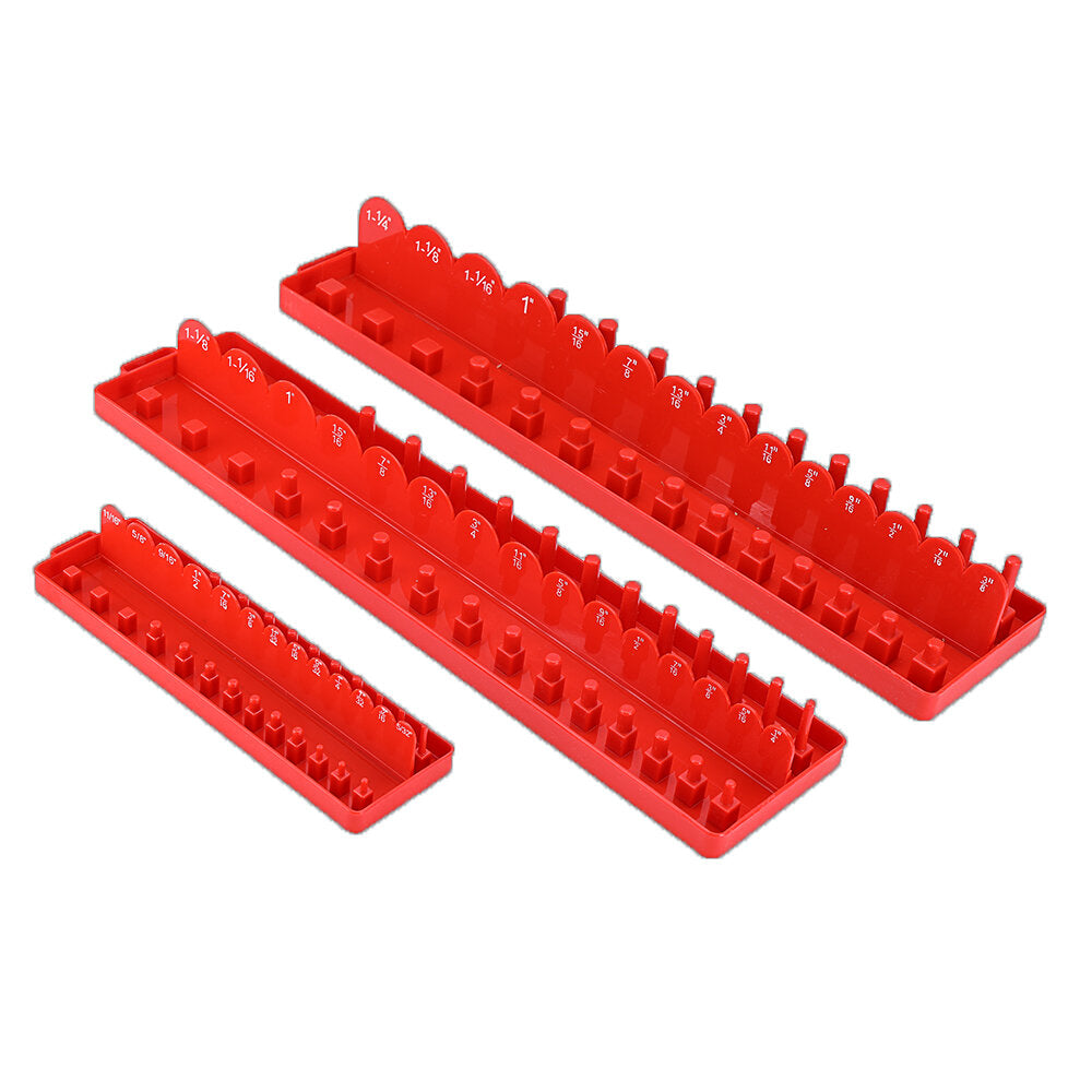 3 stuks 1/4 3/8 1/2 inch socket tray set sae rail rack holder organizer plank stand socket houder: