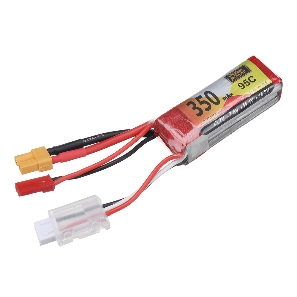 zop power 7.4v 350mah 95c 2s lipo-batterij xt30 jst-stekker voor rc drone