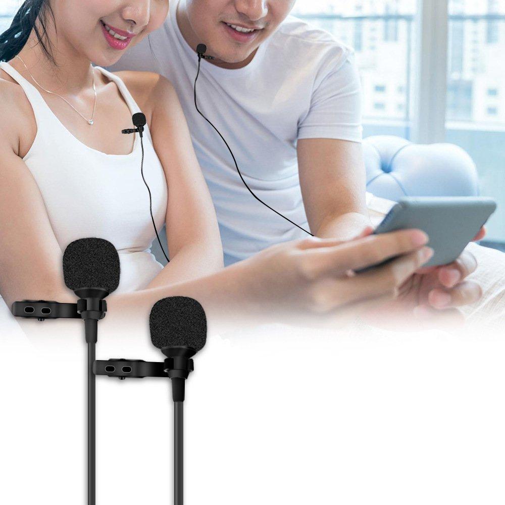 double head live interview microfoon met 3.5 mm plug 1.5 m kabel voor dji osmo pocket gimbal android ios smartphone