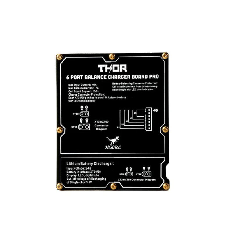 hglrc thor 6 port lipo battery balance charger board pro 40a xt60 xt30 plug 2-6s geïntegreerd met lipo ontlader voor imax b6