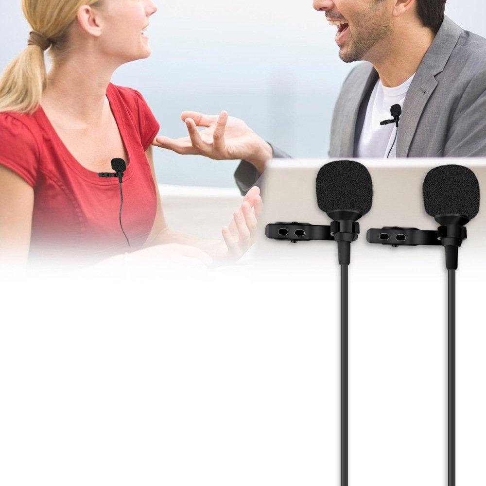 double head live interview microfoon met 3.5 mm plug 1.5 m kabel voor dji osmo pocket gimbal android ios smartphone