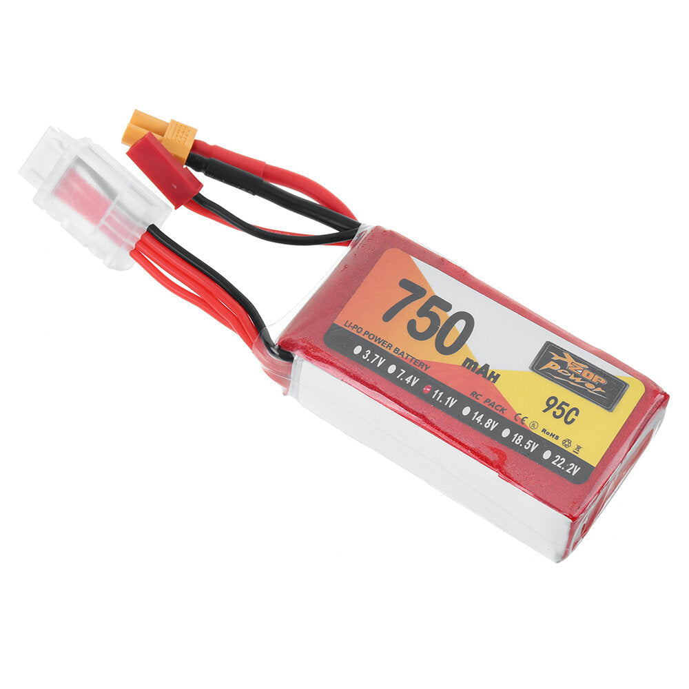 zop power 11.1v 750mah 95c 3s lipo-batterij xt30 stekker voor rc drone