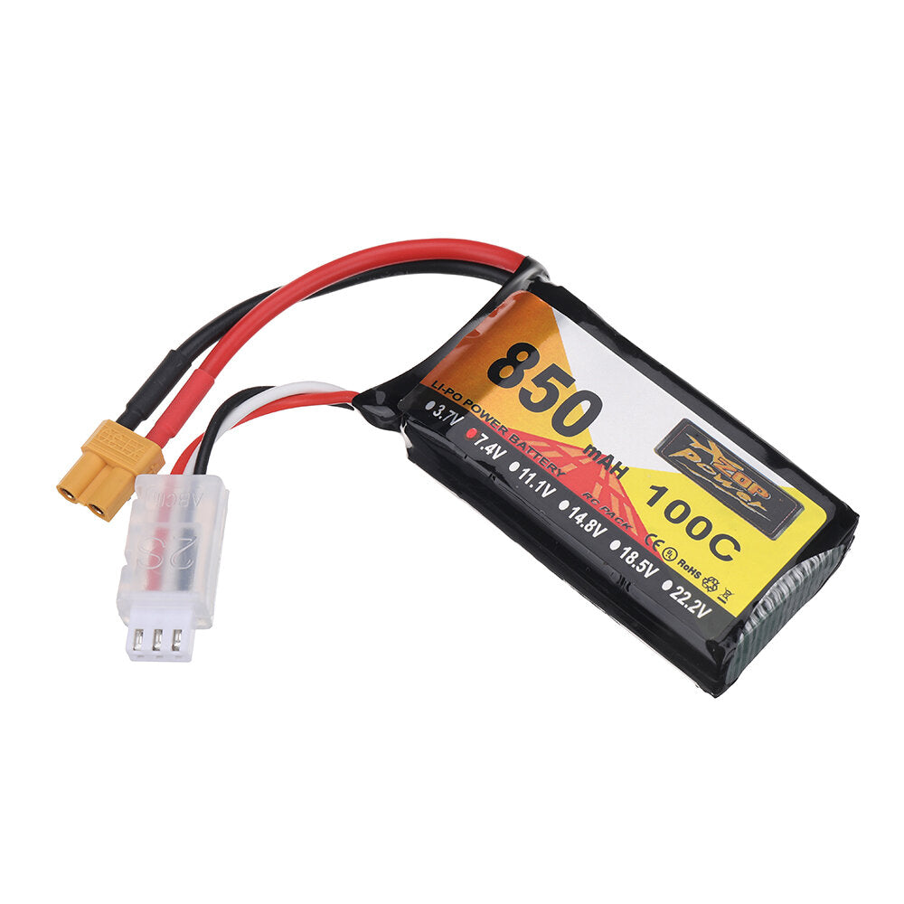 zop power 7.4v 850mah 100c 2s lipo-batterij xt30 plug voor rc drone