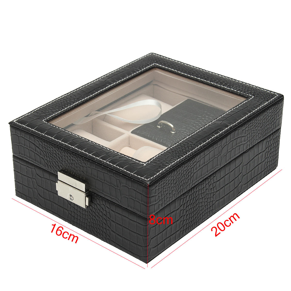 leren display case organizer acryl collectie box voor opslag horloge sieraden