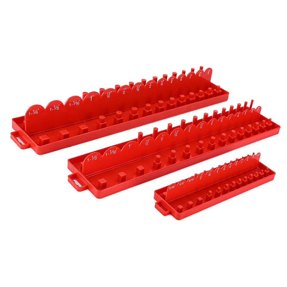 3 stuks 1/4 3/8 1/2 inch socket tray set sae rail rack holder organizer plank stand socket houder: