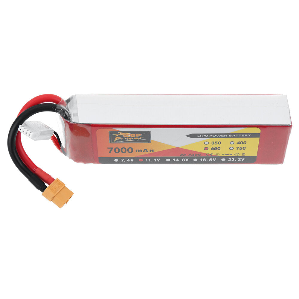 zop power 11.1v 7000mah 65c 3s lipo batterij t deans plug met xt60 adapter plug voor rc drone