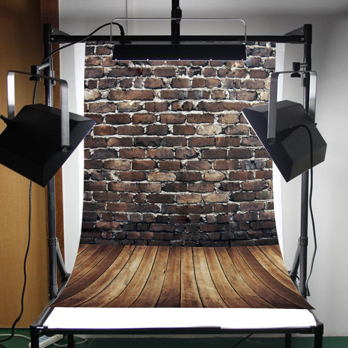 5x7ft vinyl bruine bakstenen muur houten vloer fotografie achtergrond achtergrond studio prop