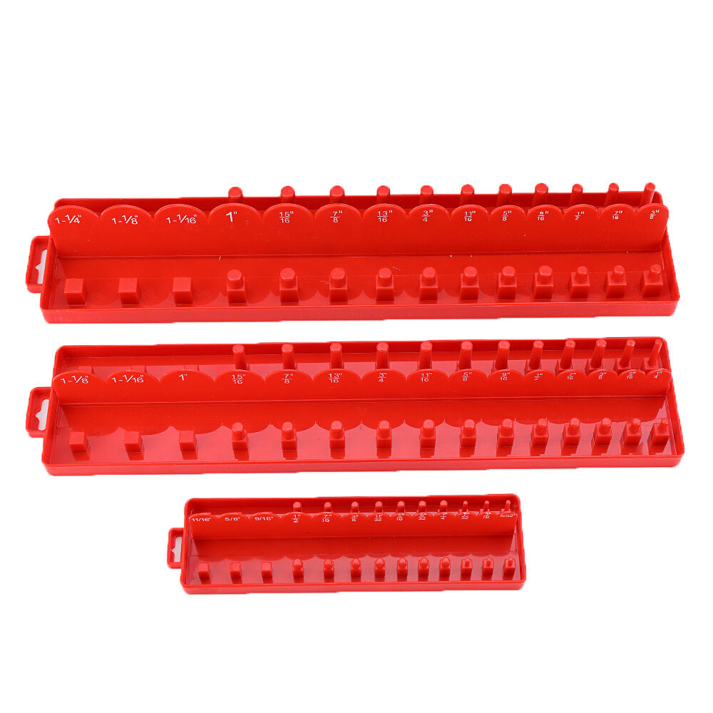 3 stuks 1/4 3/8 1/2 inch socket tray set sae rail rack holder organizer plank stand socket houder: