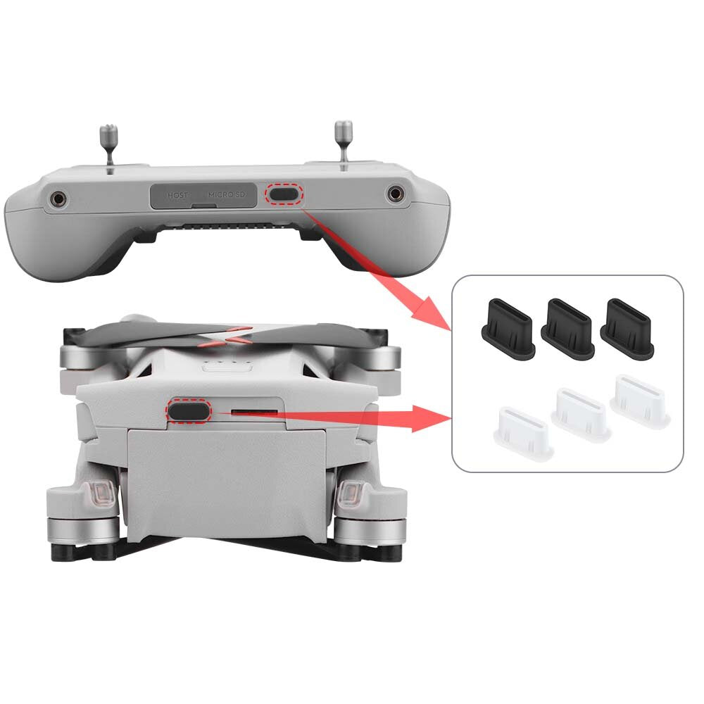 afstandsbediening type-c plug stofkap controller poort opladen protector stofkap 3 stuks voor dji mini 3 pro rc drone quadcopter