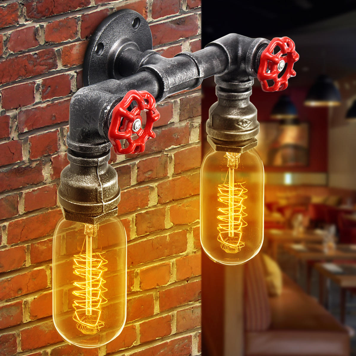 retro wandlamp industriële ijzer dual waterleiding vorm blaker armatuur fitting home decor