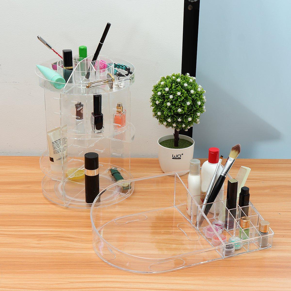 360 graden draaiende acryl cosmetische organisator 2 in 1 make-up display rack opbergtas