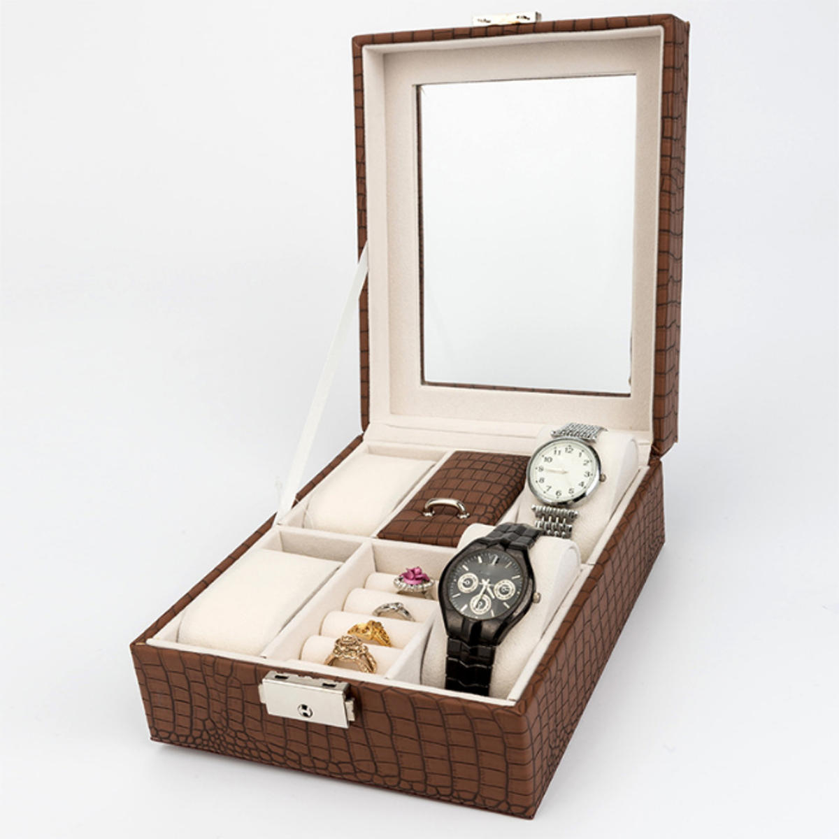 leren display case organizer acryl collectie box voor opslag horloge sieraden