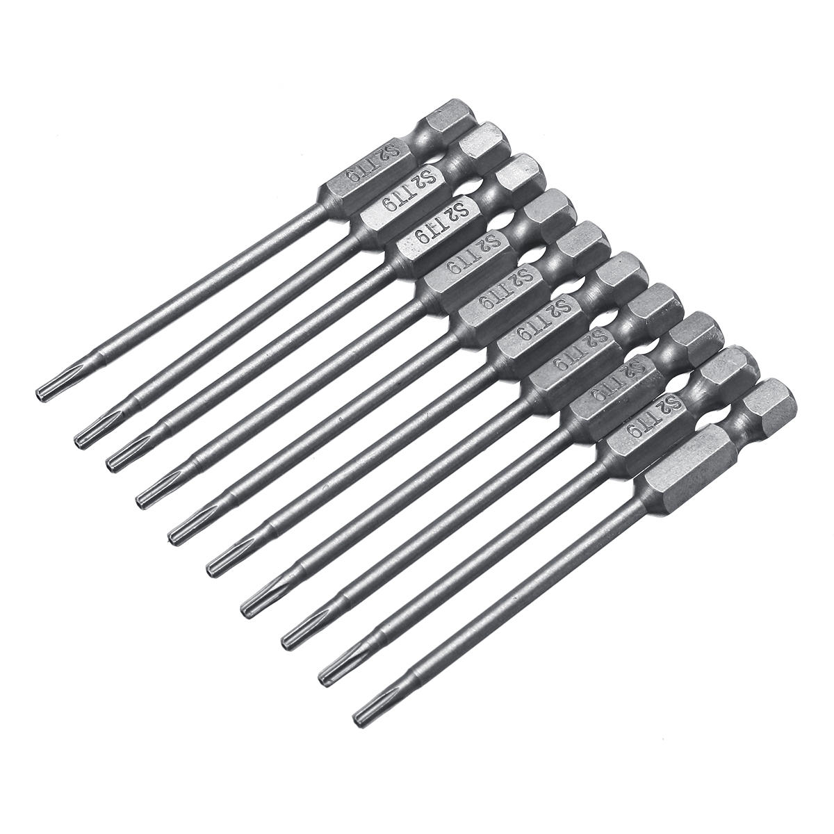 10 stuks tt6-tt40 torx schroevendraaier bit 75mm hex shank power boor schroevendraaier bits set: