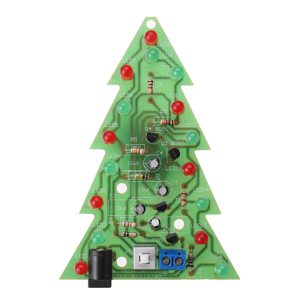 gemonteerd usb-kerstboom 16 led-kleurenlicht elektronische pcb-decoratie boom kinderen geschenk gewone versie