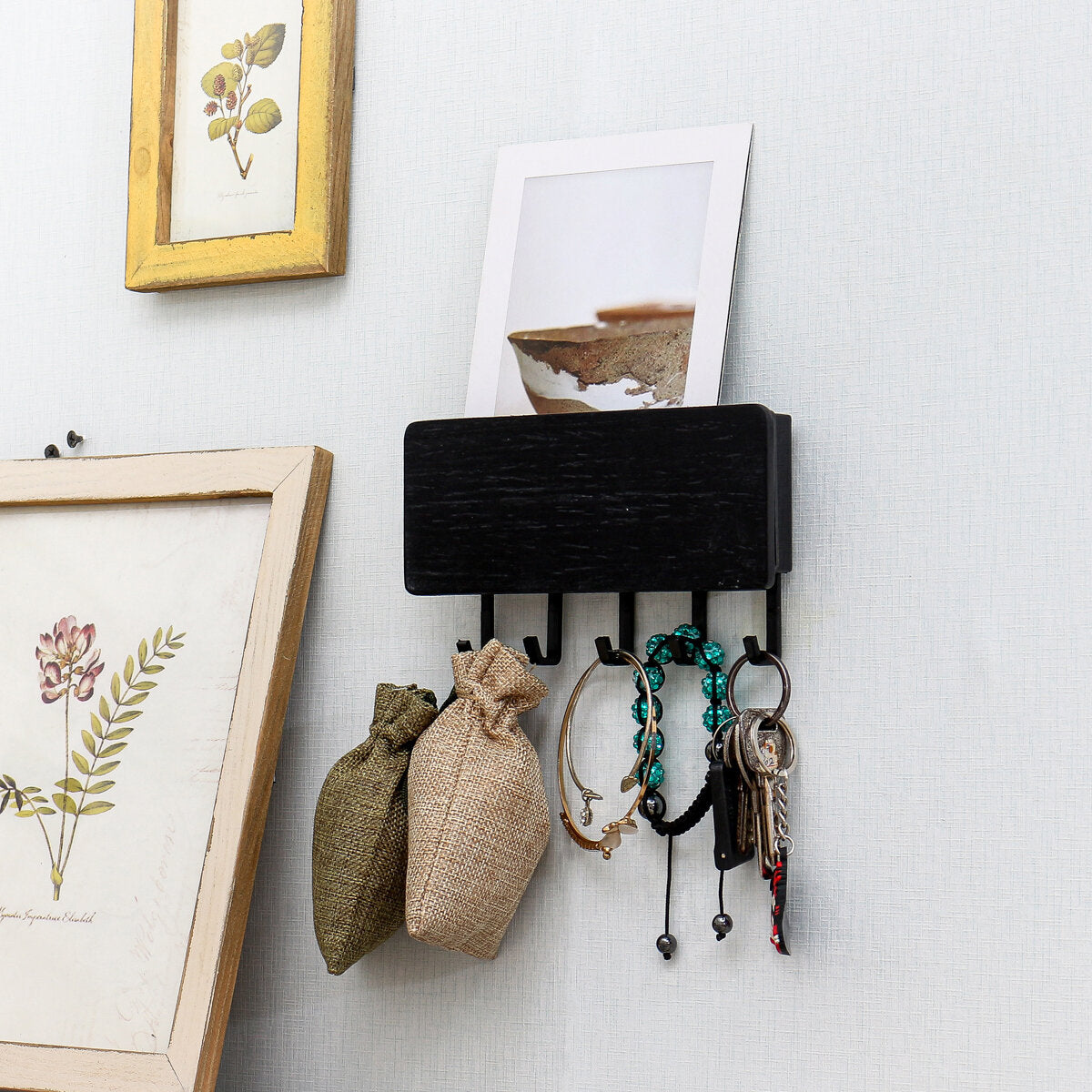 muurbevestiging haak hanger houder opslag houten rek hangende sleutel home organizer