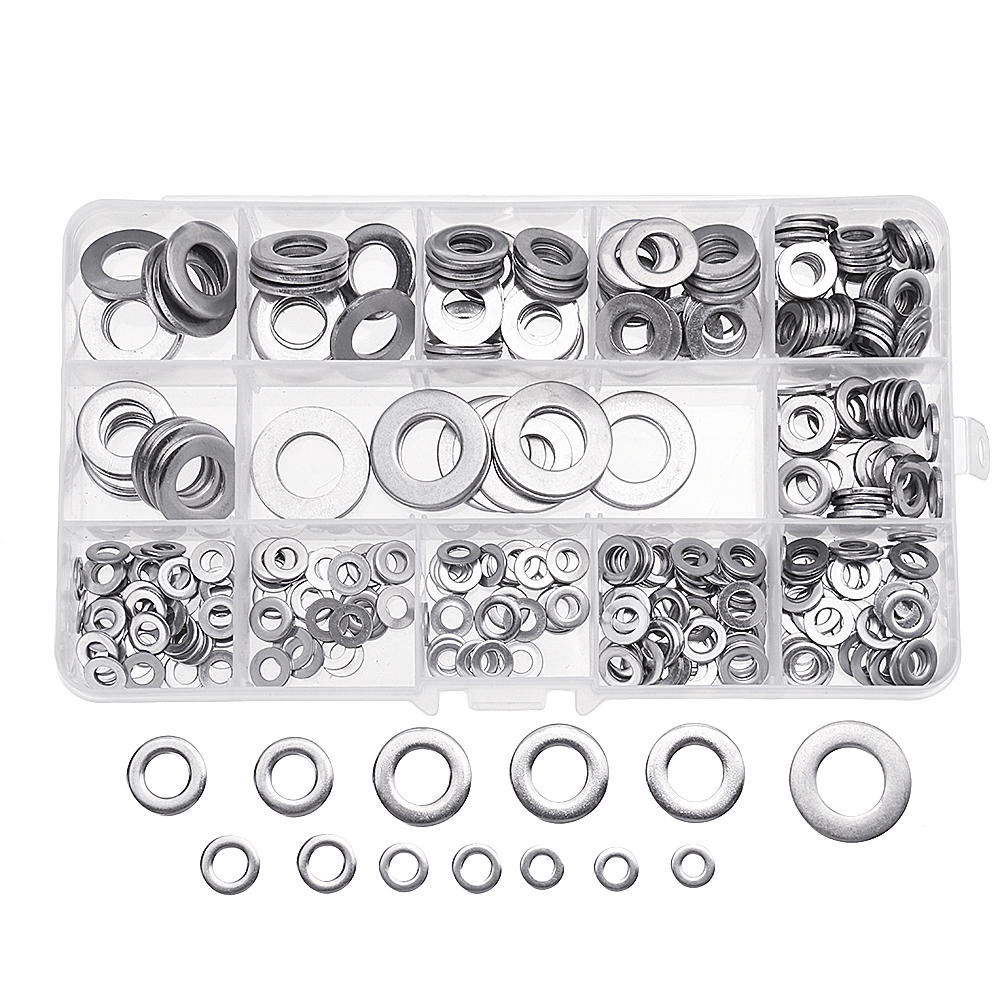 mxsw1 395-delige roestvrijstalen vorm a platte ringassortimentenset m4/m5/m6/m8/m10/m12