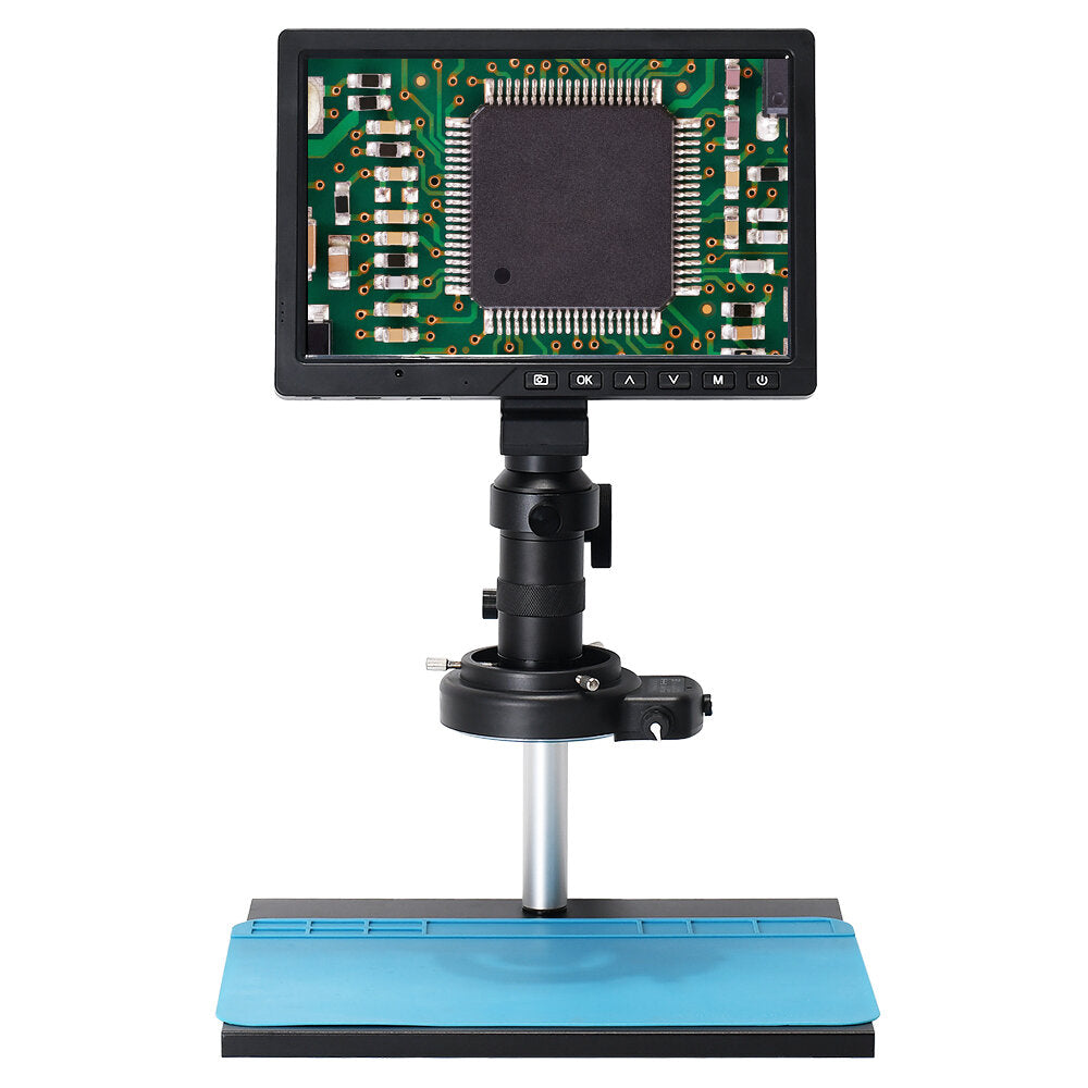 10.1 inch lcd hd video microscoop met 150x c mount lens elektronische microscoop camera met metalen stand professionele reparatie tools