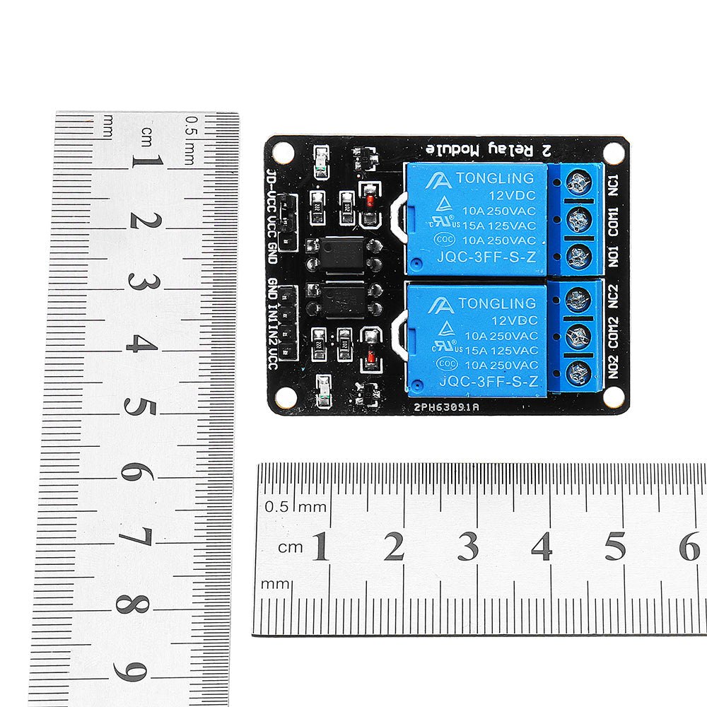 10 stuks 2-kanaals relais module 12v met optisch koppelrelais verlengd board