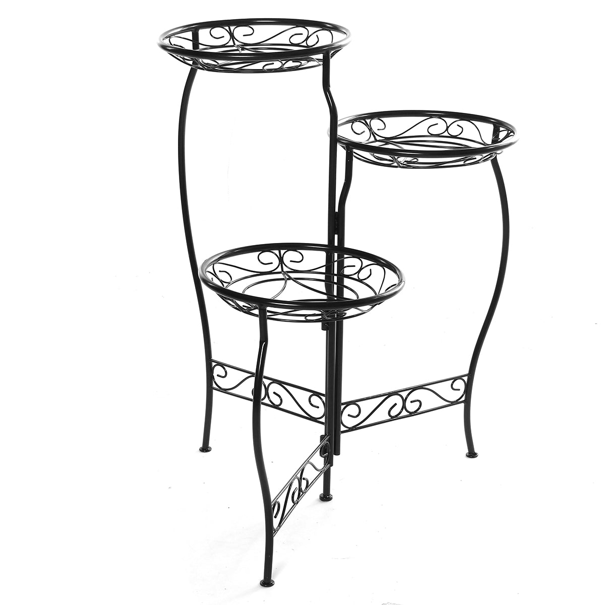 metalen bloempotstandaard 3 niveaus afgeronde plantenhouder indoor outdoor flower plant stand display rek voor home garden patio