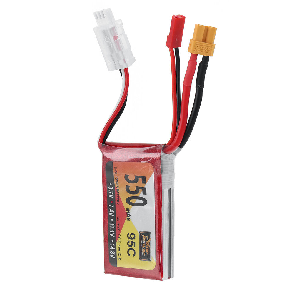 zop power 7.4v 550mah 95c 2s lipo-batterij xt30 stekker voor rc drone