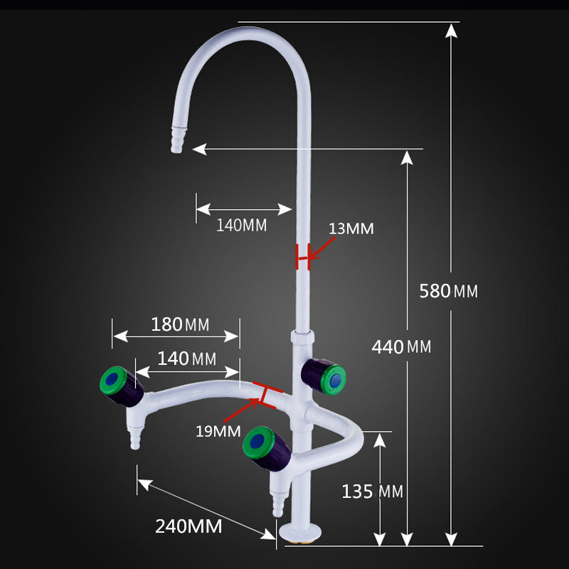 abs laboratorium waterkraan drie poorten 360 rotatie mengkraan lab kraan elleboog driekoppige kraan water mengkraan