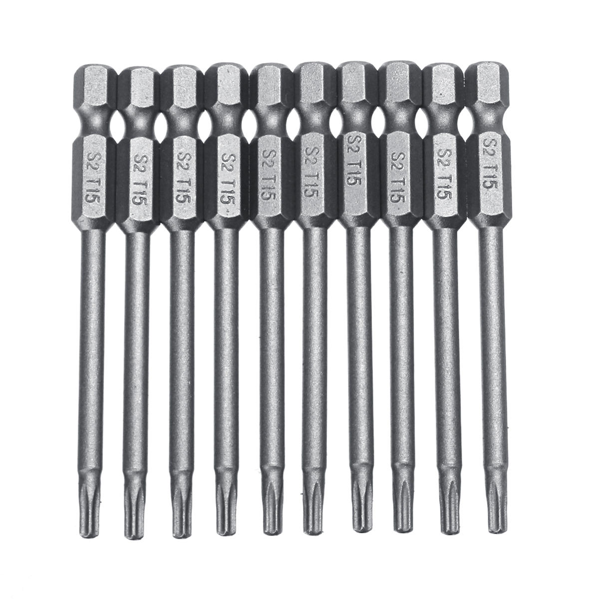 10 stuks tt6-tt40 torx schroevendraaier bit 75mm hex shank power boor schroevendraaier bits set: