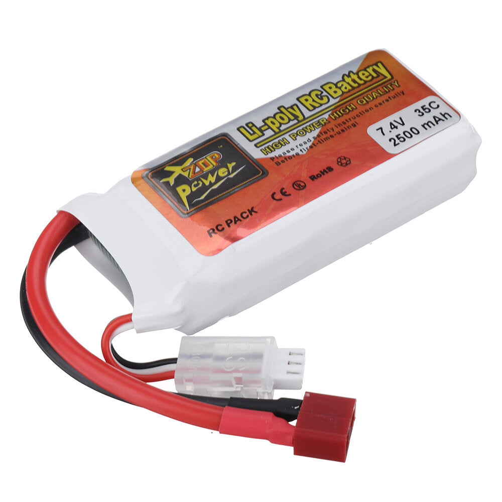 zop power 7.4v 2500mah 35c 2s lipo batterij t deans plug voor rc drone