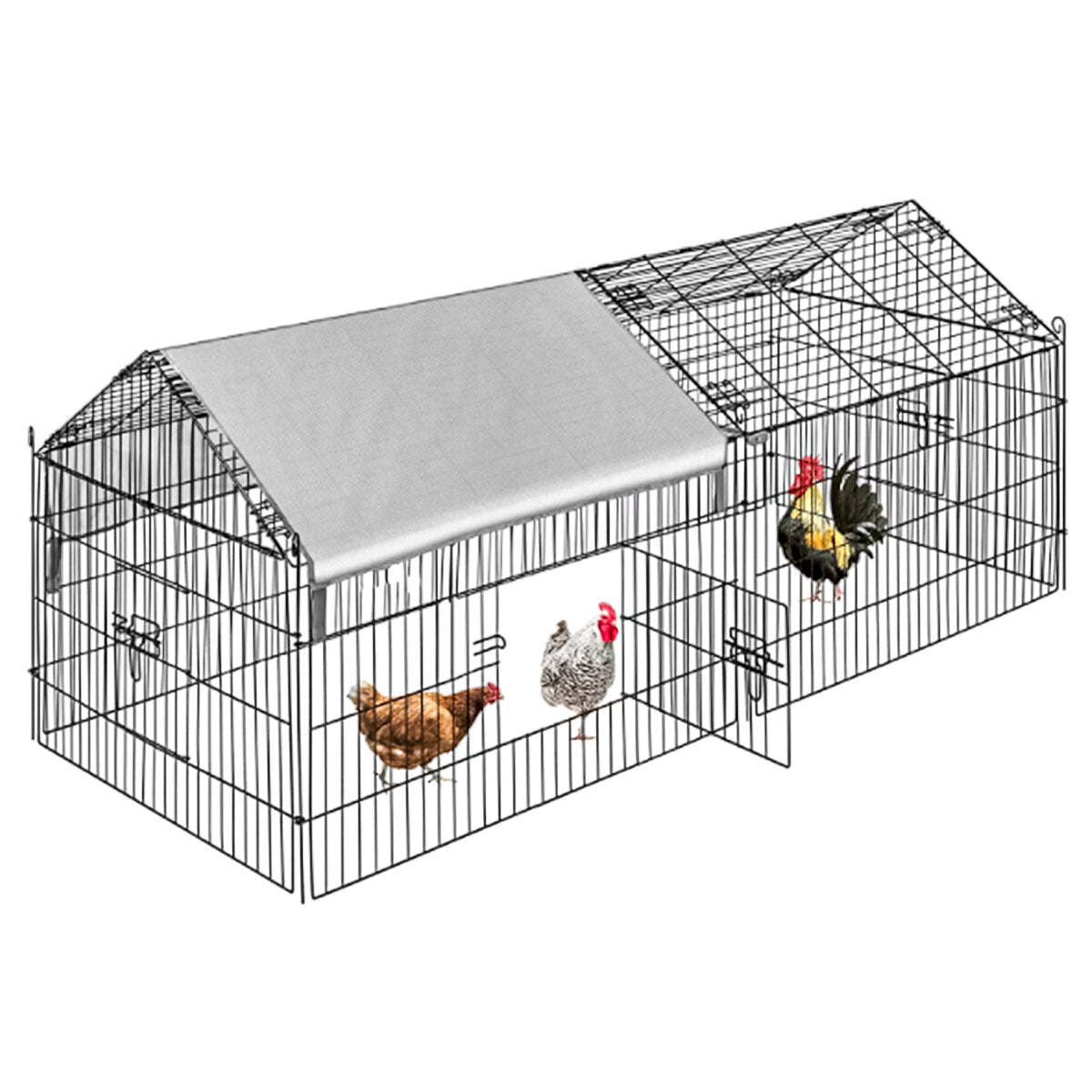 pawgiant kippenhok run cage upgrade 86.6 × 40 × 38 metalen kip hek pen huisdier box behuizingen met bescherming cover & grond nagel. kooi binnen buiten tuin voor kleine dieren kat kip eend konijn