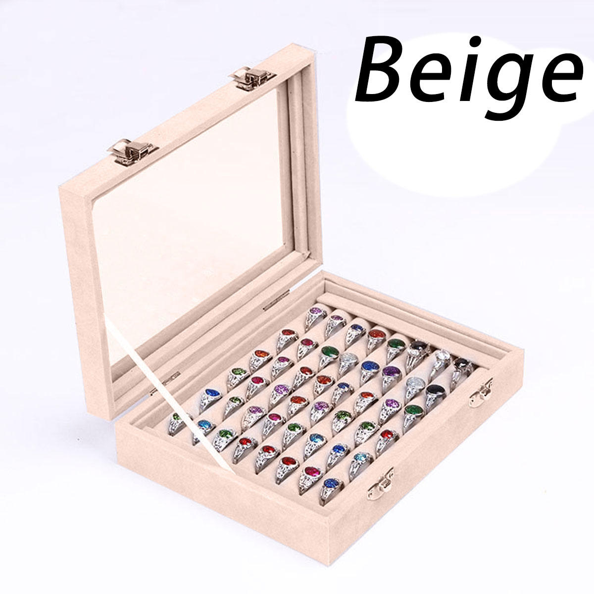 sieraden fluwelen houten ring display organizer box ladehouder oorbel opbergtas