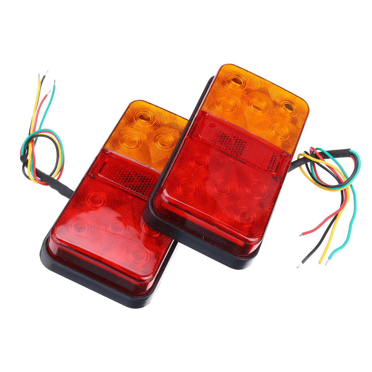 2 stuks 10 led achter stop indicator achterlichten rood + amber voor trailer truck vrachtwagen caravan van 12-80v