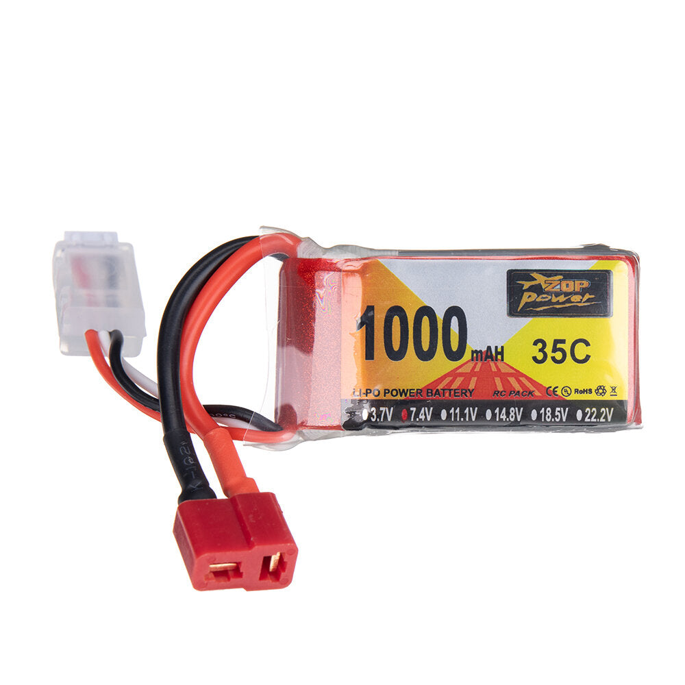 zop power 7.4v 1000mah 35c 2s lipo batterij t deans plug voor rc drone