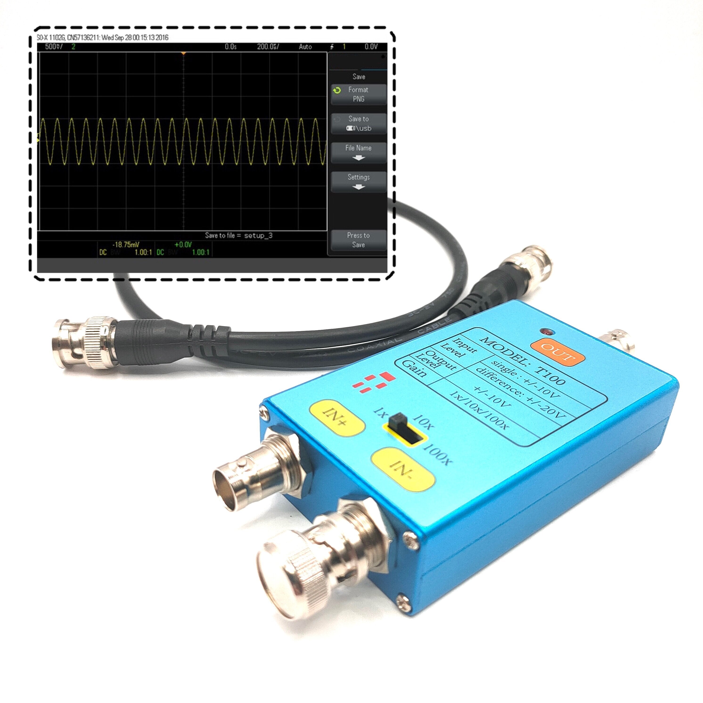 10m bandbreedte oscilloscoop differentiële probe signaalversterker voor zwakke elektrische signaal meting met metalen omhulsel