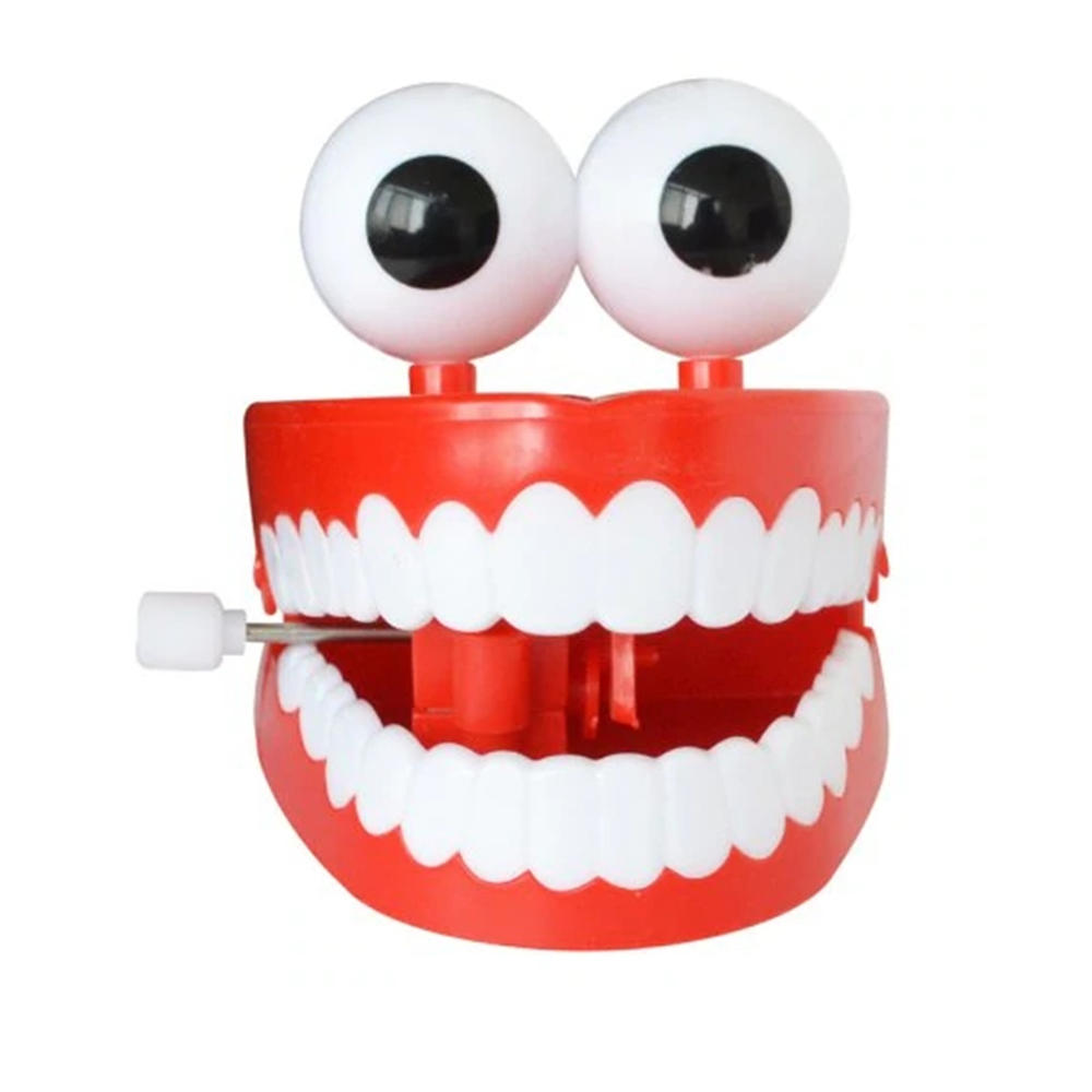 1 stuks clockwork jumping teeth red wind up grappige mondtand met ogen knipperende nieuwigheden trick toys