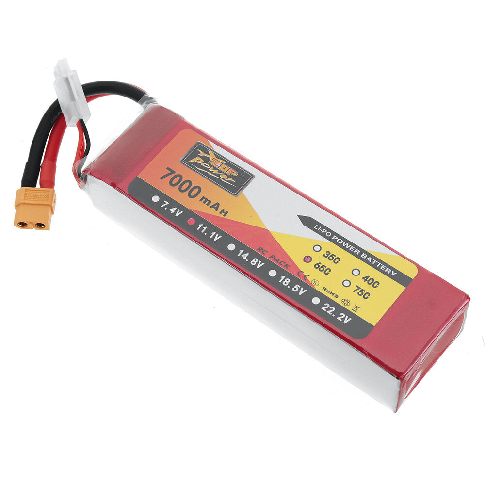 zop power 11.1v 7000mah 65c 3s lipo batterij t deans plug met xt60 adapter plug voor rc drone