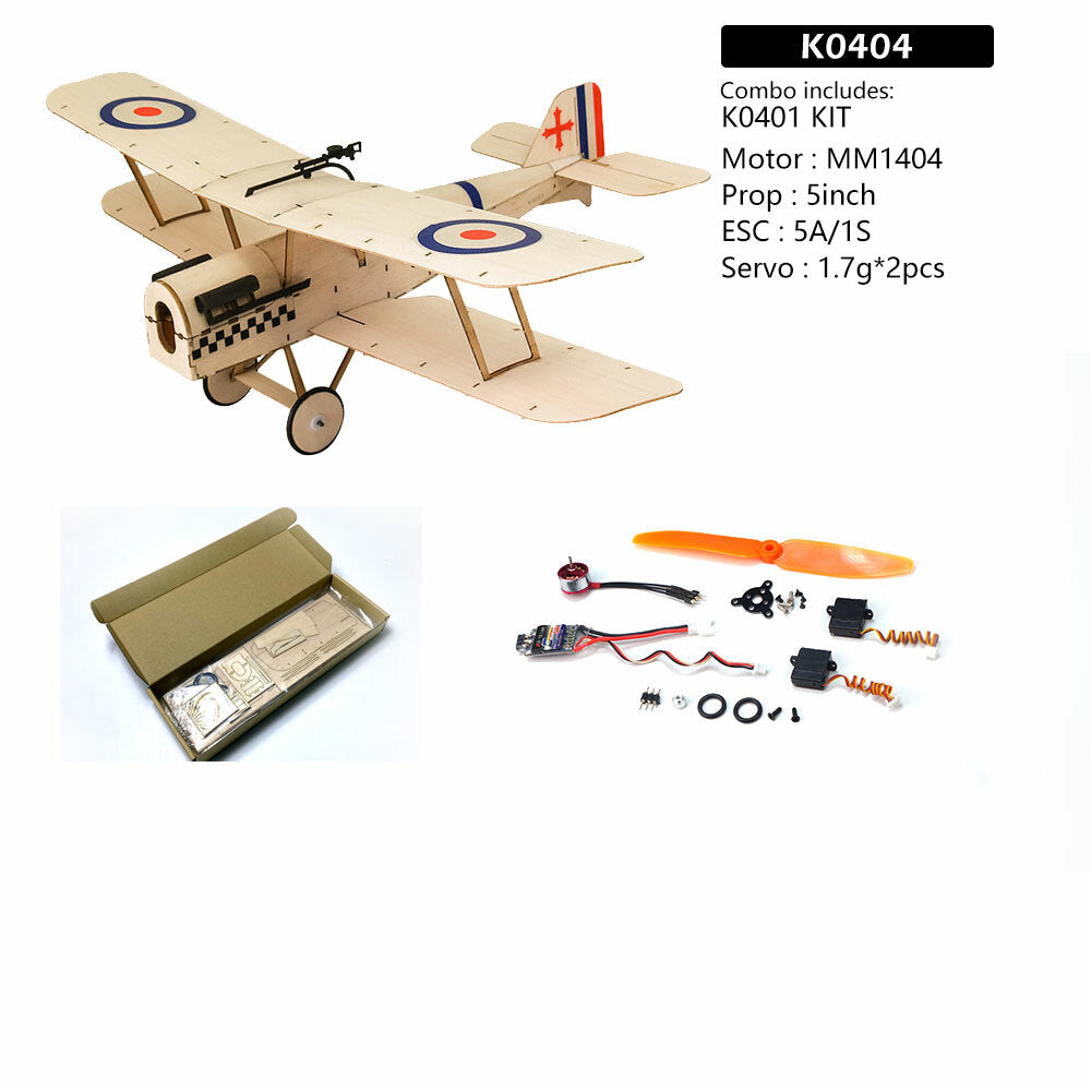 dancing wings hobby k4 se5a 378 mm spanwijdte balsahout ultra-micro rc vliegtuig tweedekker fighter kit / kit + power combo