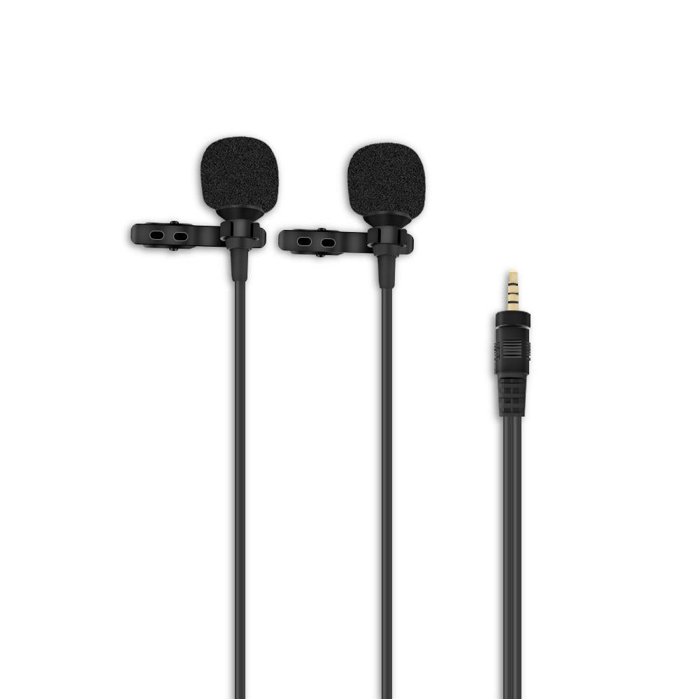 double head live interview microfoon met 3.5 mm plug 1.5 m kabel voor dji osmo pocket gimbal android ios smartphone