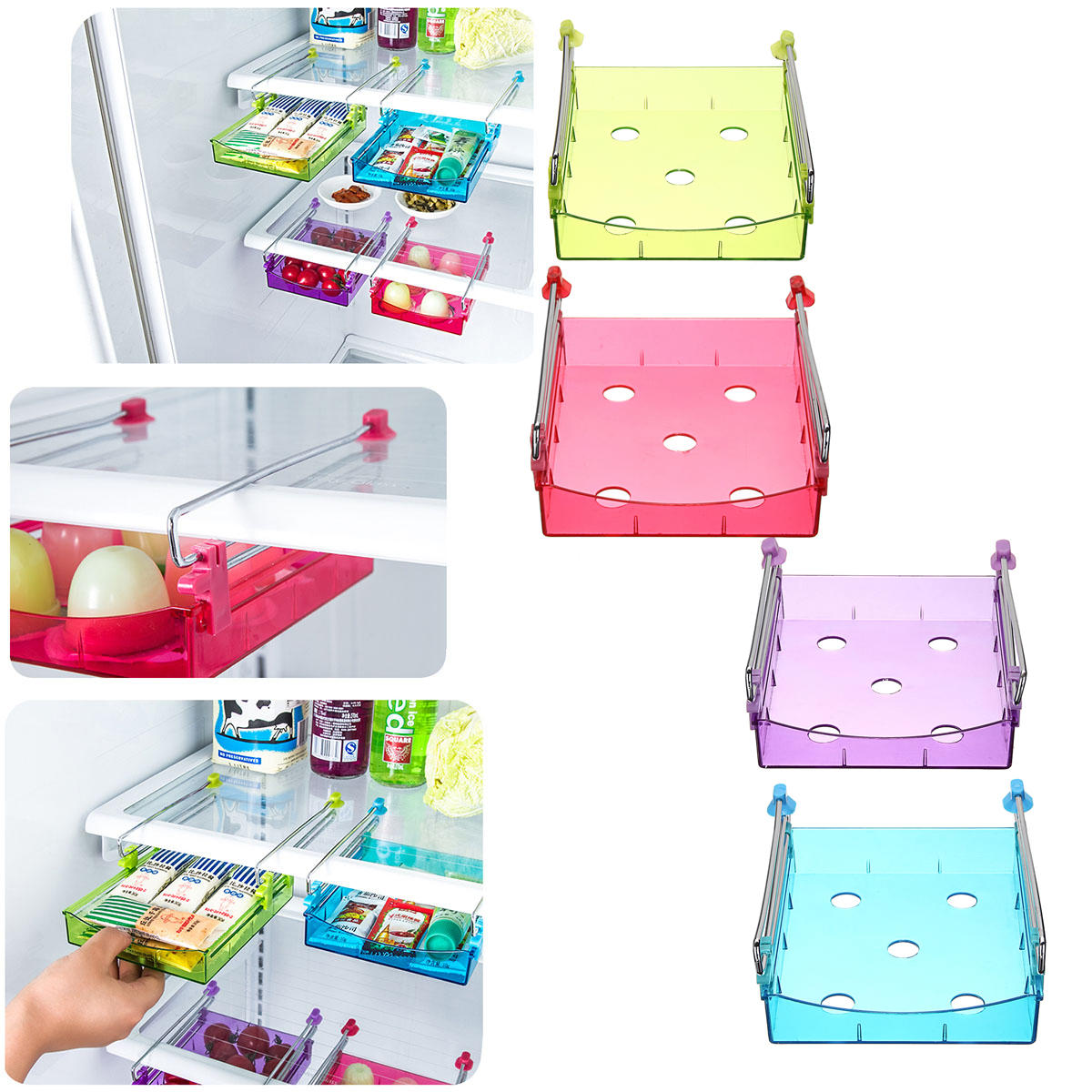 koelkast space saver organizer schuif onder plankrek home houder opslag keuken