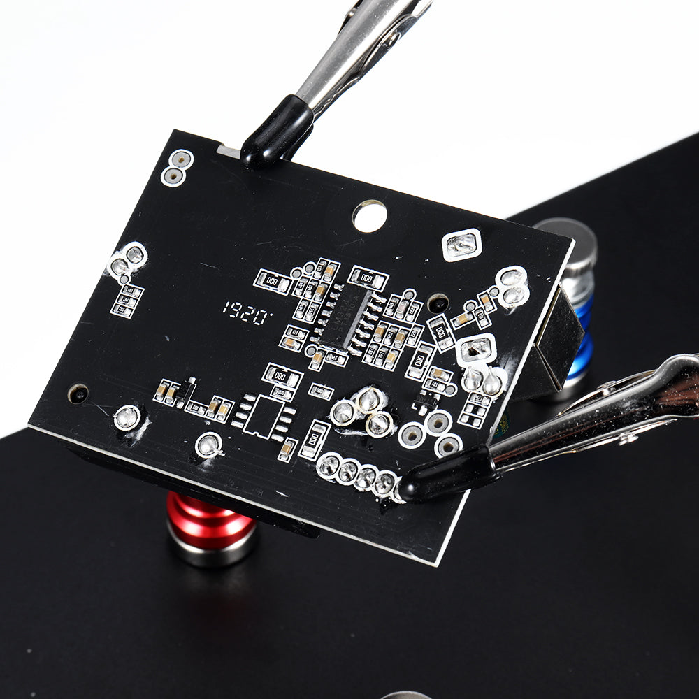 universele 3 flexibele armen soldeerstation houder pcb armatuur helpende handen met 4 stuks magnetische kolom