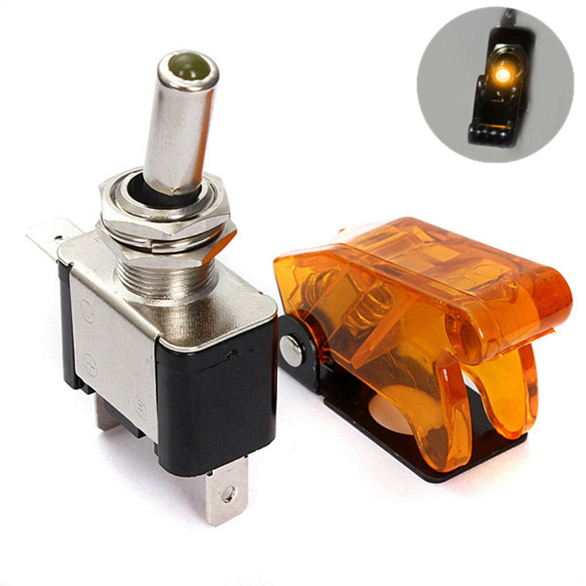 auto spst toggle rocker switch control led-indicatielampje 12v 20a aan / uit-schakelaar met deksel