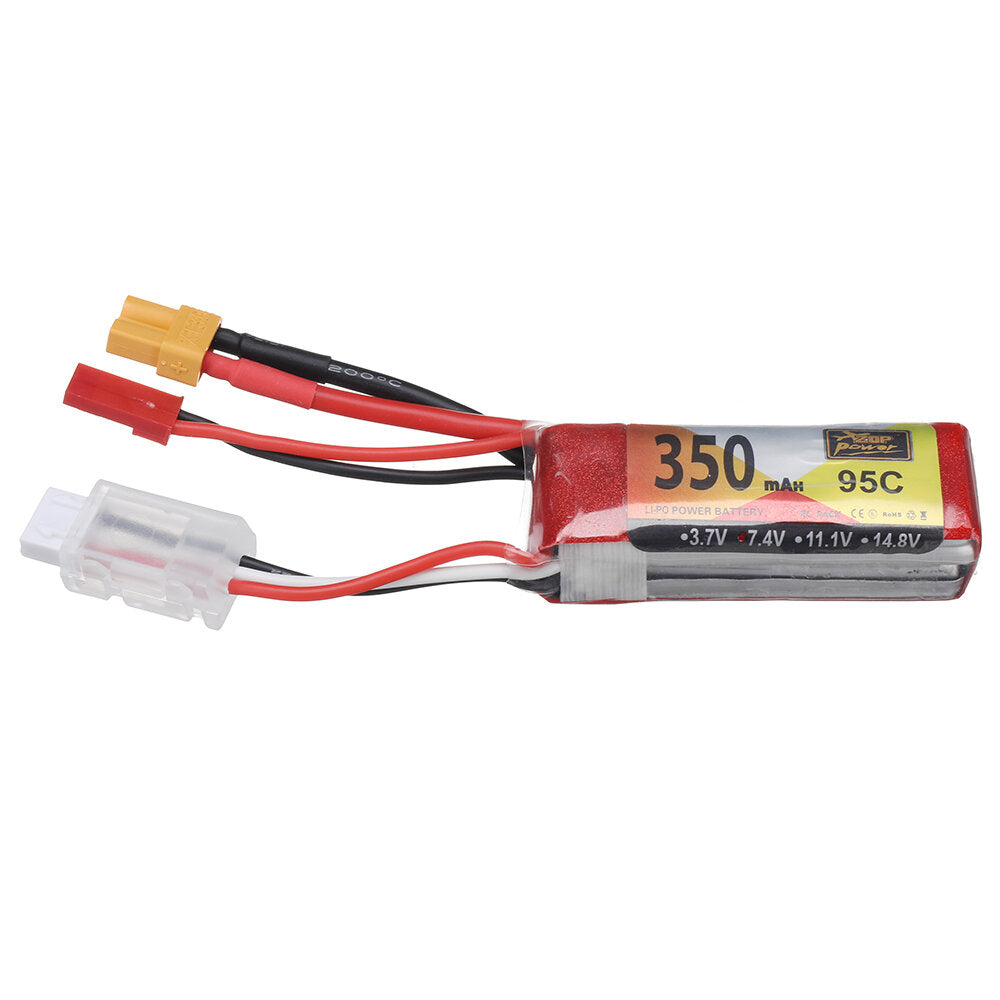 zop power 7.4v 350mah 95c 2s lipo-batterij xt30 jst-stekker voor rc drone