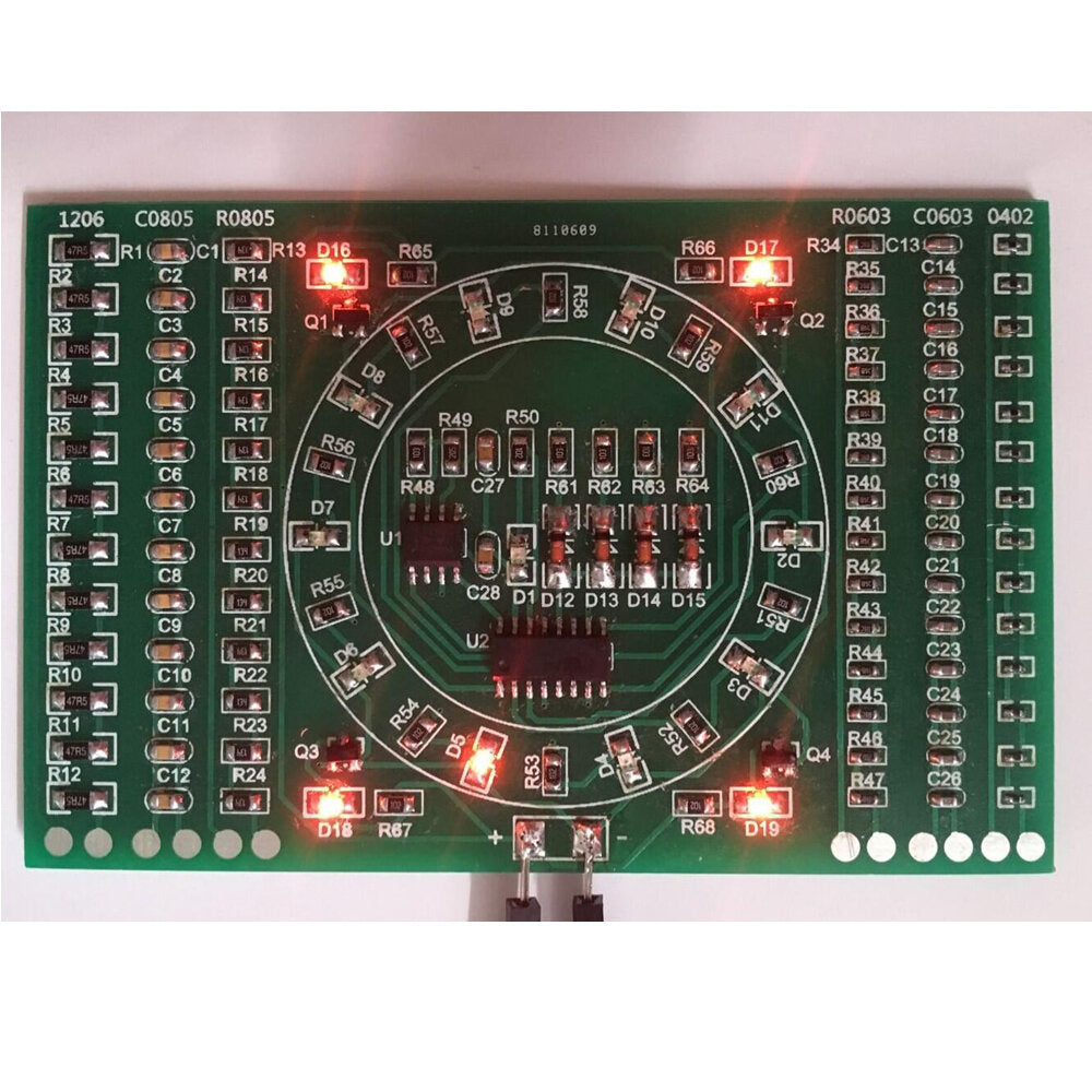 dhz smd roterende led smd componenten solderen oefenbord vaardigheidstraining kit