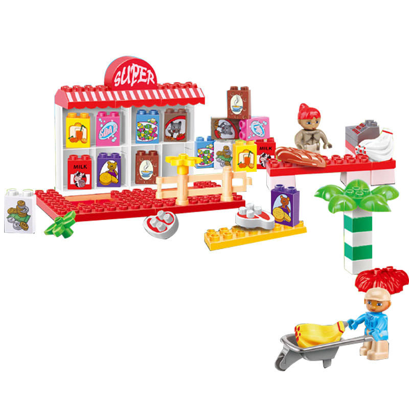 niniya supermarket plastic toy building blocks met koffer educatieve speelgoed