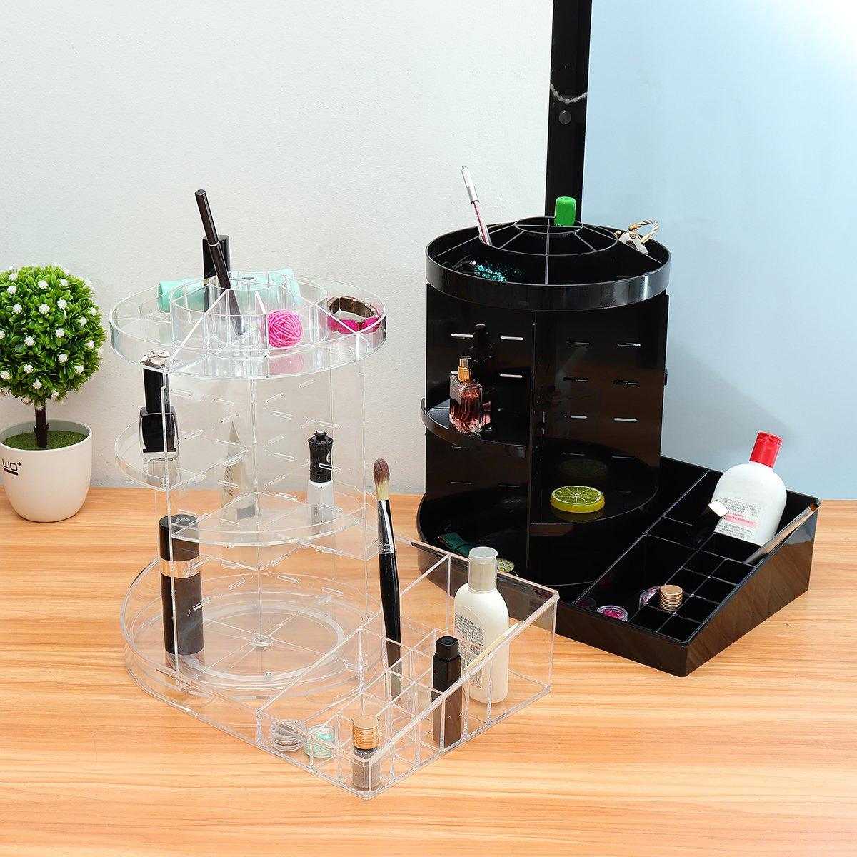 360 graden draaiende acryl cosmetische organisator 2 in 1 make-up display rack opbergtas